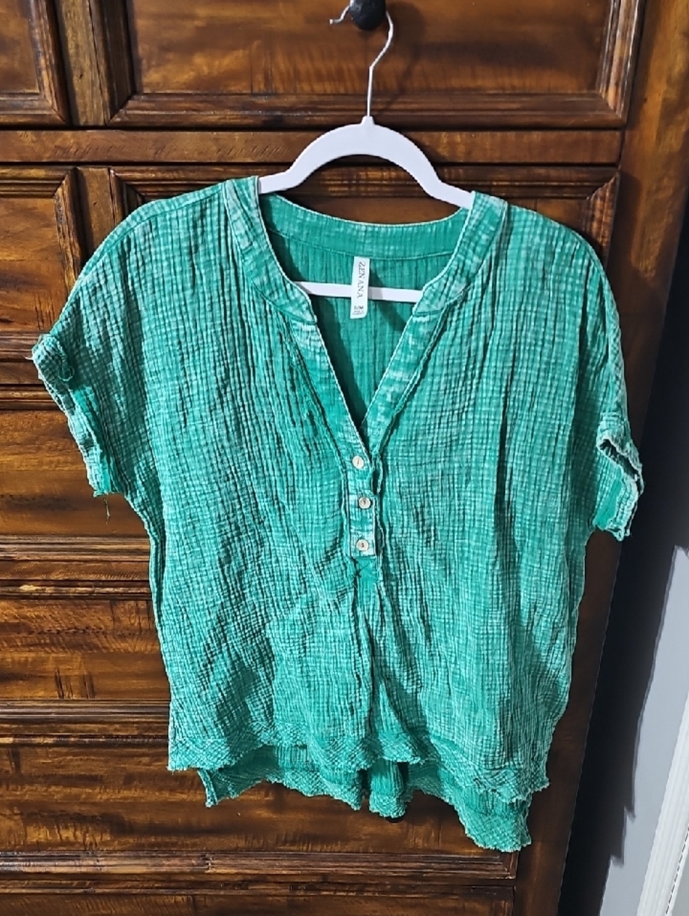 Zenana Womens Kelly Green Comfy Relaxed Shirt. Sz S/M!! Grear Condition!